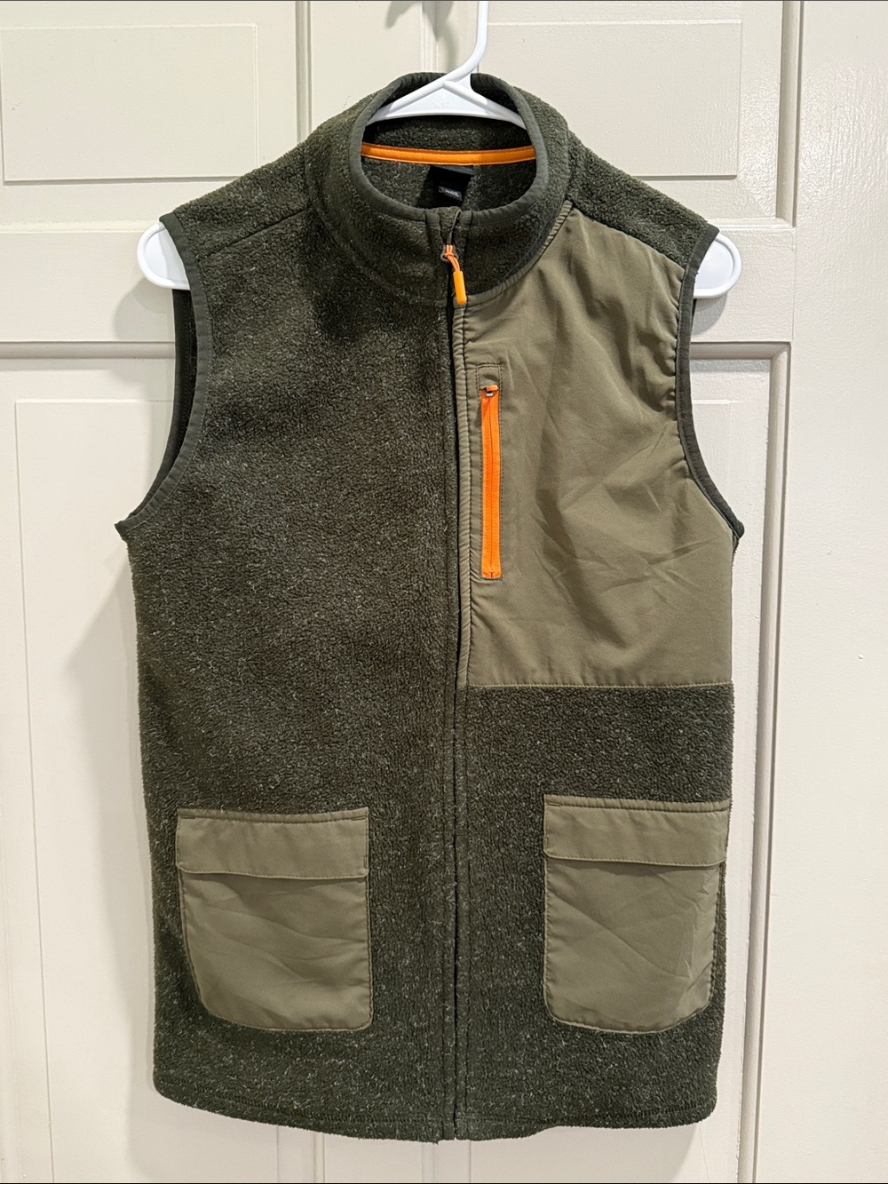 All In Motion Boys Adventure Fleece Utility Vest Olive Green Orange Size XL 16